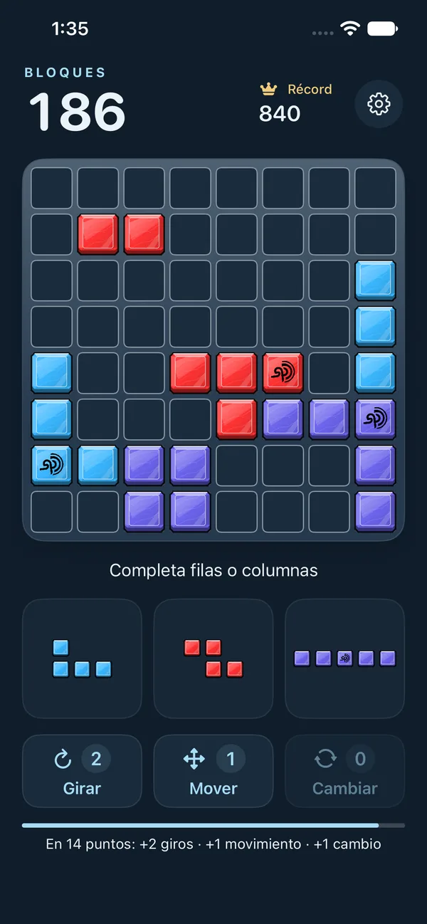 A game of Bloques in progress